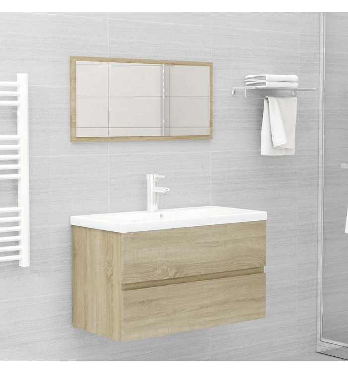 Ensemble de meubles de salle de bain 2 pcs chêne sonoma | Mobilier & Déco