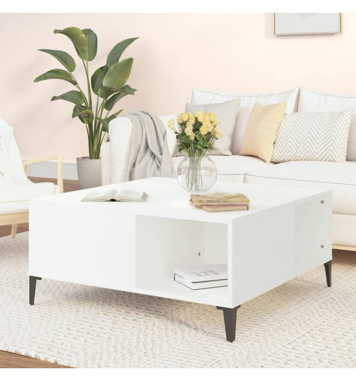 Table basse blanc 80x80x36,5 cm bois d'ingénierie | Mobilier & Déco