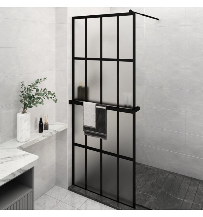 Paroi de douche avec étagère Noir 80x195 cm Verre ESGetAluminium | Mobilier & Déco