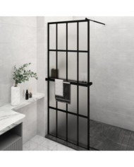 Paroi de douche avec étagère Noir 80x195 cm Verre ESGetAluminium | Mobilier & Déco