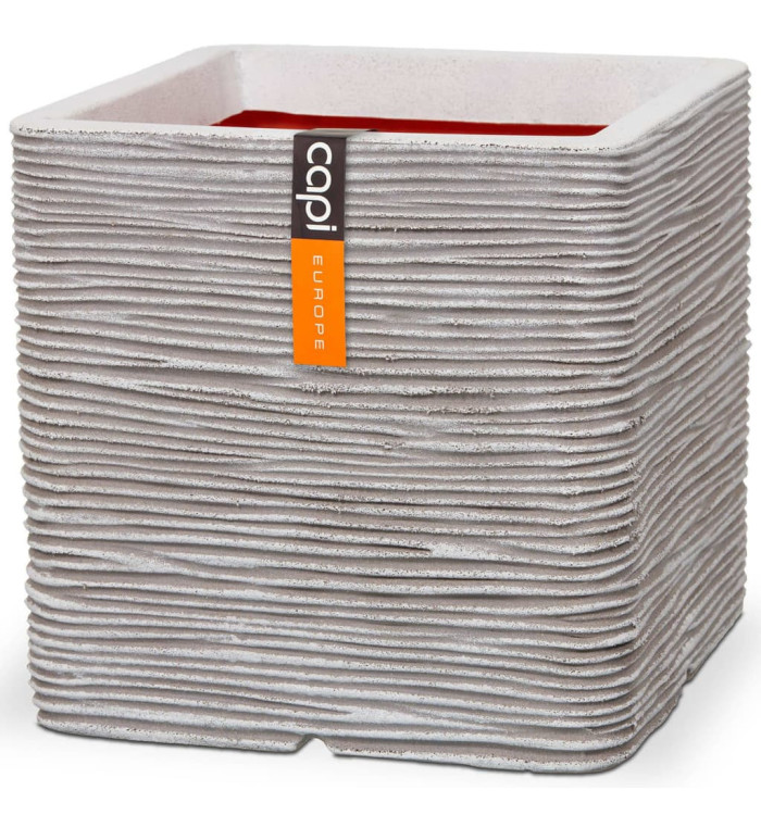 Capi Jardinière Nature Rib carré 40 x 40 cm ivoire KOFI903 | Mobilier & Déco