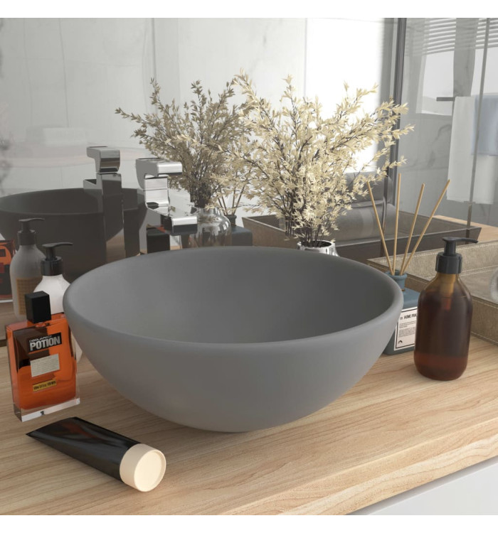 Lavabo rond de luxe de salle Gris clair mat 32,5x14cm Céramique | Mobilier & Déco