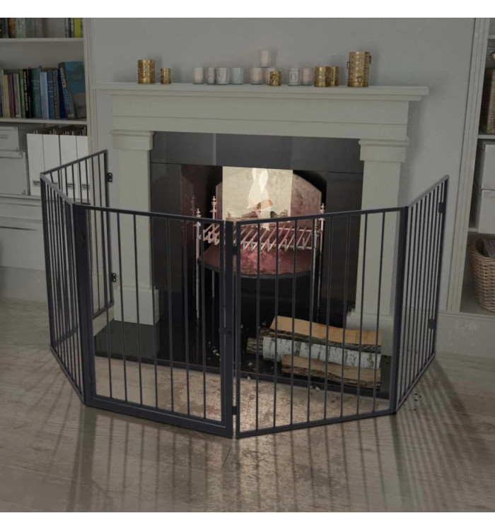 Clôture de cheminée pour animaux de compagnie Acier Noir | Mobilier & Déco