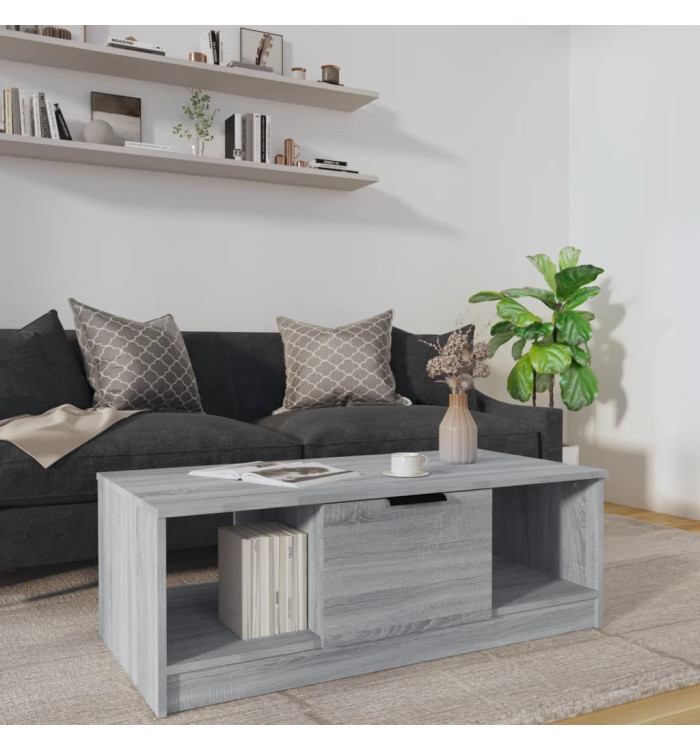 Table basse sonoma gris 102x50x36 cm bois d'ingénierie | Mobilier & Déco