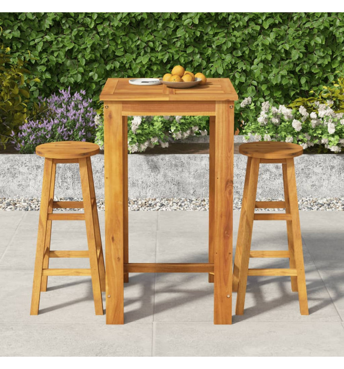Ensemble de bar de jardin 3 pcs bois d'acacia solide | Mobilier & Déco