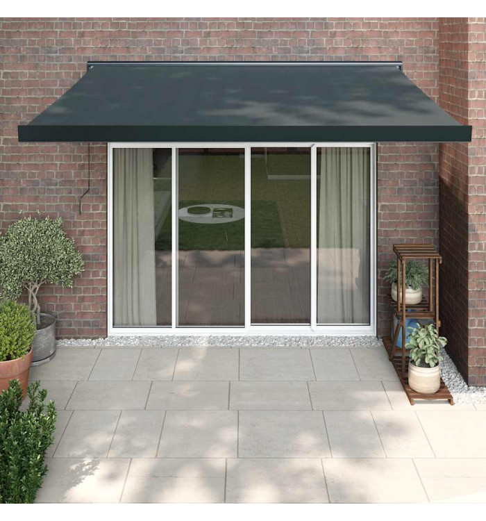 Auvent rétractable anthracite 3x2,5 m tissu et aluminium | Mobilier & Déco