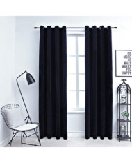 Rideaux occultants avec anneaux 2 pcs Velours Noir 140x245 cm | Mobilier & Déco