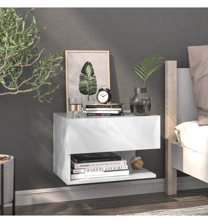Table de chevet murale Blanc brillant | Mobilier & Déco