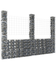 Panier de gabion en forme de U avec 3 poteaux Fer 260x20x200 cm | Mobilier & Déco