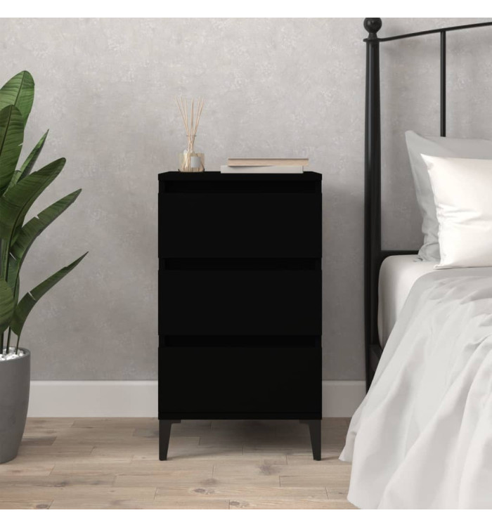 Table de chevet noir 40x35x70 cm bois d’ingénierie | Mobilier & Déco