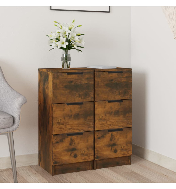 Buffets 2 pcs Chêne fumé 30x30x70 cm Bois d'ingénierie | Mobilier & Déco
