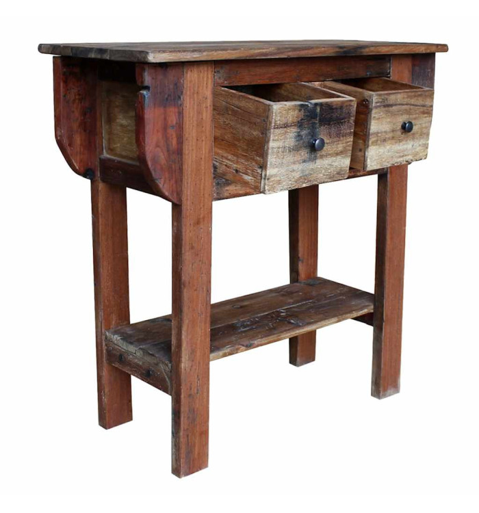 Table console bois de récupération mélangé 80x35x80 cm | Mobilier & Déco