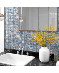 Carreaux mosaïque 22 pcs Gris et bleu 30x30 cm Verre | Mobilier & Déco