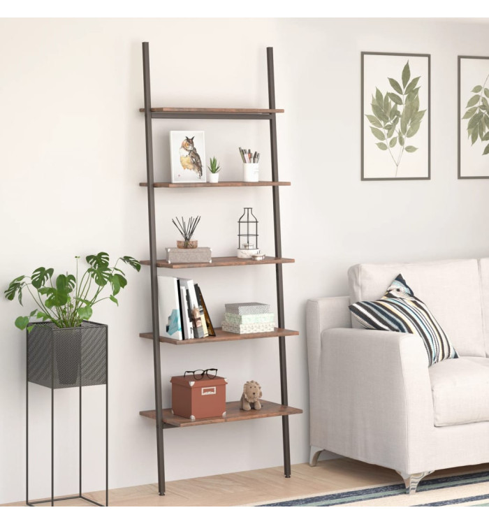 Étagère inclinée à 5 niveaux Marron foncé et noir 64x34x185,5cm | Mobilier & Déco