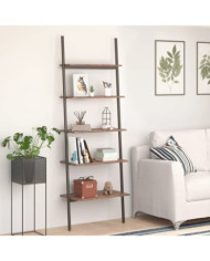 Étagère inclinée à 5 niveaux Marron foncé et noir 64x34x185,5cm | Mobilier & Déco