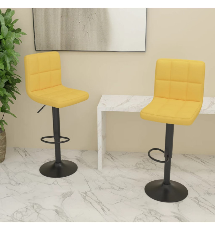 Tabourets de bar lot de 2 jaune moutarde tissu | Mobilier & Déco