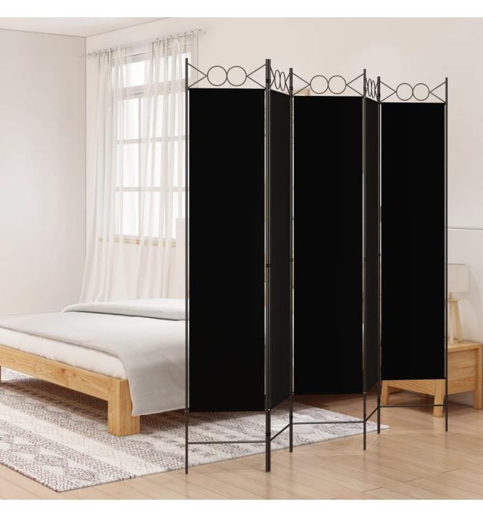 Cloison de séparation 5 panneaux Noir 200x200 cm Tissu | Mobilier & Déco
