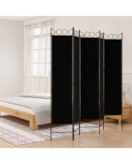 Cloison de séparation 5 panneaux Noir 200x200 cm Tissu | Mobilier & Déco