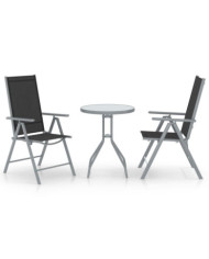 Ensemble de bistro 3 pcs aluminium et textilène argenté | Mobilier & Déco