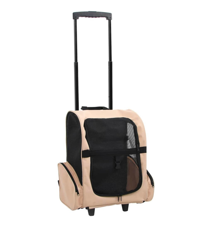 Chariot polyvalent pliable pour animaux de compagnie beige | Mobilier & Déco