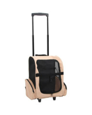 Chariot polyvalent pliable pour animaux de compagnie beige | Mobilier & Déco