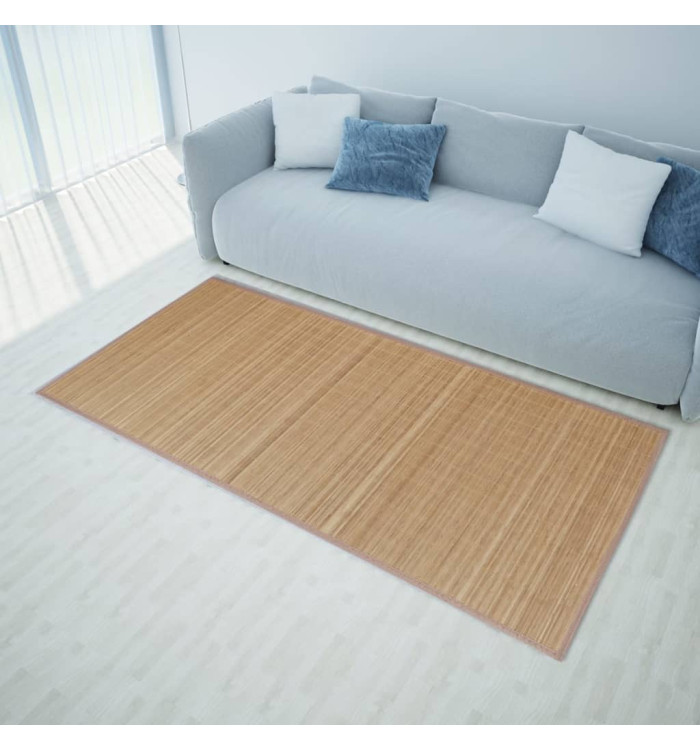 Tapis en bambou marron à latte rectangulaire 150 x 200 cm | Mobilier & Déco