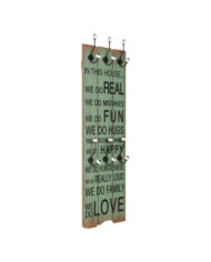 Porte-manteau mural avec 6 crochets 120 x 40 cm HAPPY LOVE | Mobilier & Déco