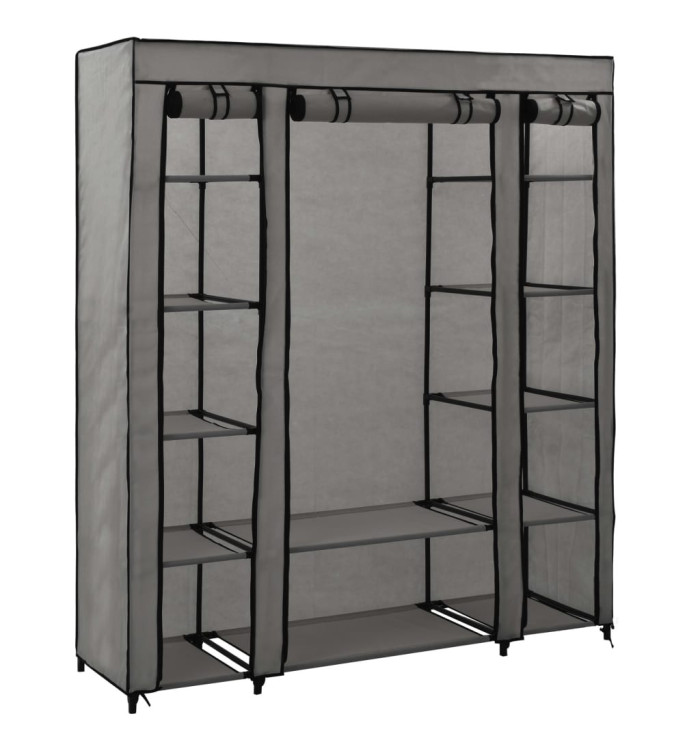 Armoire avec compartiments et tiges Gris 150x45x176 cm Tissu | Mobilier & Déco