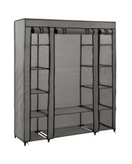 Armoire avec compartiments et tiges Gris 150x45x176 cm Tissu | Mobilier & Déco