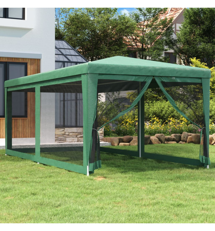 Tente de fête avec 4 parois latérales en maille Vert 3x6 m PEHD | Mobilier & Déco