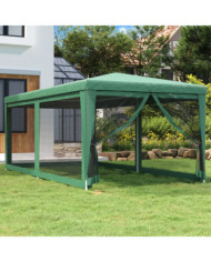 Tente de fête avec 4 parois latérales en maille Vert 3x6 m PEHD | Mobilier & Déco