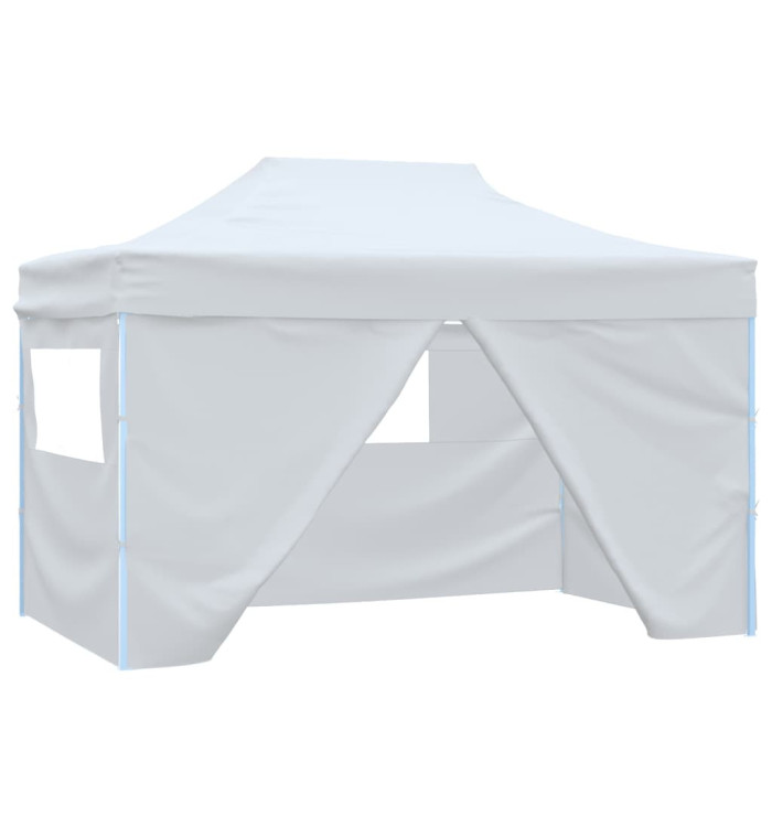 Tente pliable de réception avec 4 parois 3 x 4,5 m Blanc | Mobilier & Déco