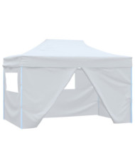 Tente pliable de réception avec 4 parois 3 x 4,5 m Blanc | Mobilier & Déco