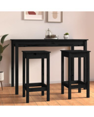 Chaises de bar lot de 2 noir 40x40x78 cm bois de pin solide | Mobilier & Déco