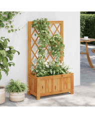 Lit surélevé de jardin avec treillis Bois massif d'acacia | Mobilier & Déco