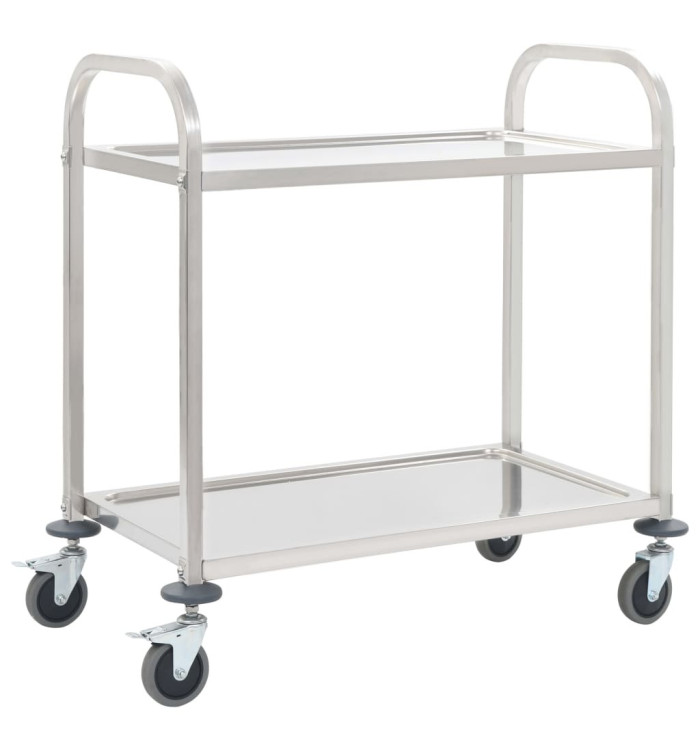 Chariot de cuisine à 2 niveaux 95x45x83,5 cm Acier inoxydable | Mobilier & Déco