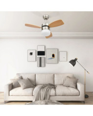 Ventilateur de plafond lampe et télécommande 76 cm Marron clair | Mobilier & Déco
