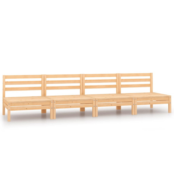 Canapés centraux de jardin 4 pcs Bois de pin massif | Mobilier & Déco