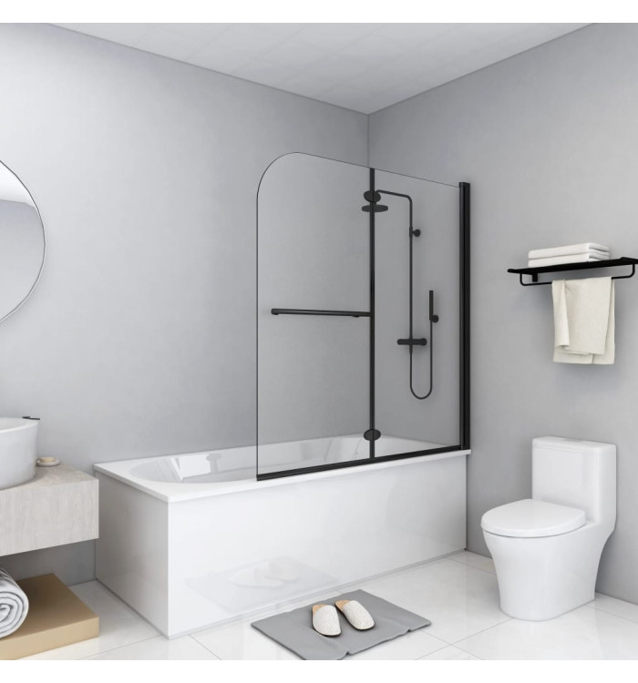 Cabine de douche pliable 2 panneaux ESG 120x140 cm Noir | Mobilier & Déco