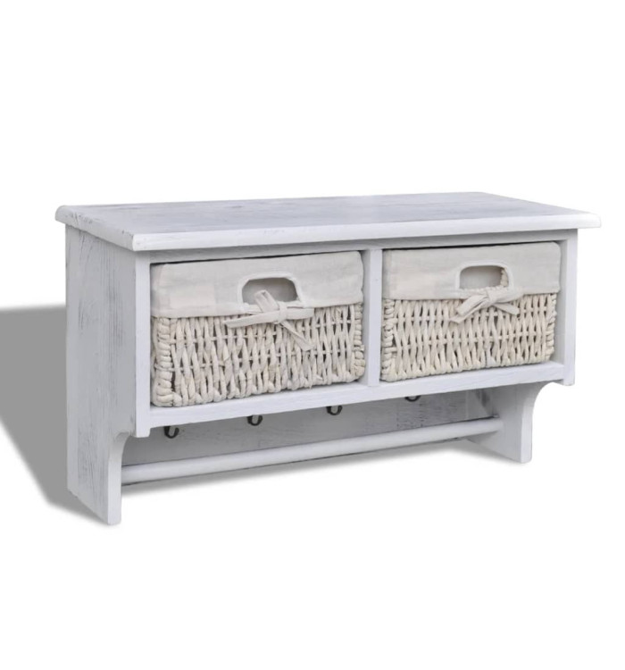 Porte-manteau Blanc 60x23,5x33 cm Bois de Paulownia | Mobilier & Déco