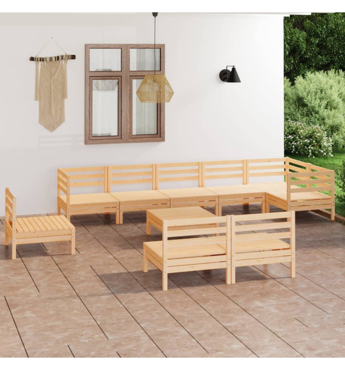 Salon de jardin 10 pcs Bois de pin massif | Mobilier & Déco