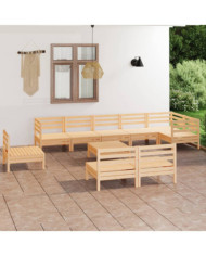 Salon de jardin 10 pcs Bois de pin massif | Mobilier & Déco