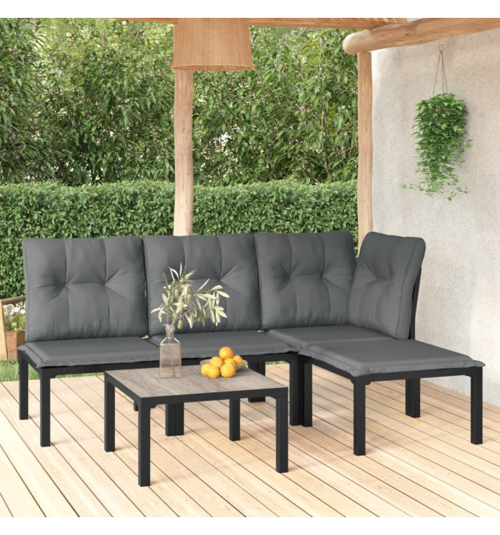 Salon de jardin 5 pcs noir et gris résine tressée | Mobilier & Déco