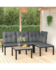 Salon de jardin 5 pcs noir et gris résine tressée | Mobilier & Déco