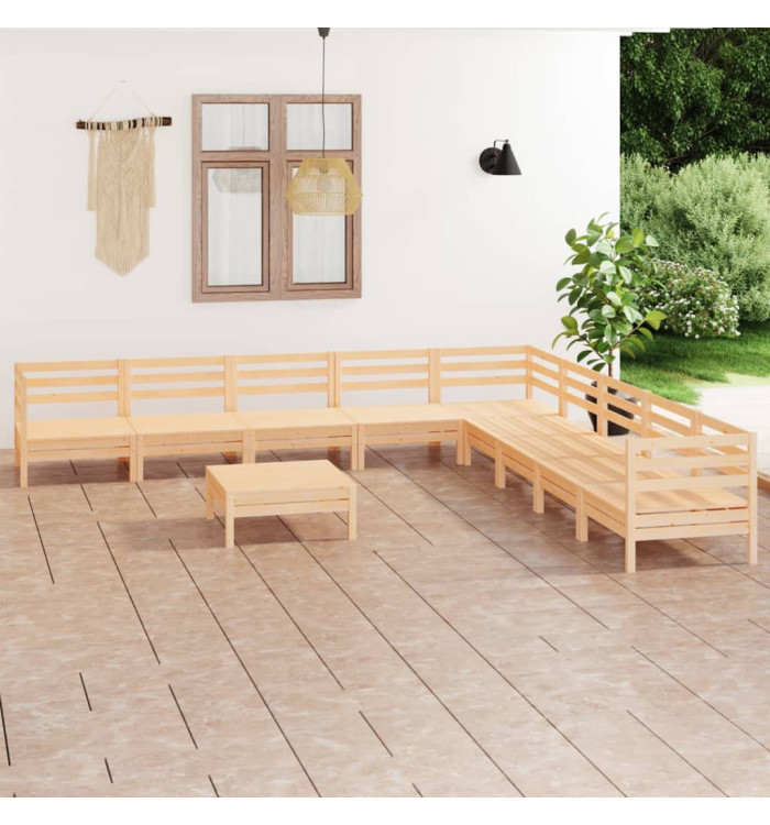 Salon de jardin 10 pcs Bois de pin massif | Mobilier & Déco