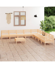 Salon de jardin 10 pcs Bois de pin massif | Mobilier & Déco