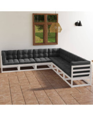 Salon de jardin 7 pcs avec coussins Bois de pin massif | Mobilier & Déco