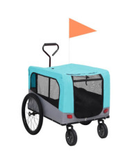 Remorque de vélo pour chiens et poussette 2-en-1 bleu et gris | Mobilier & Déco