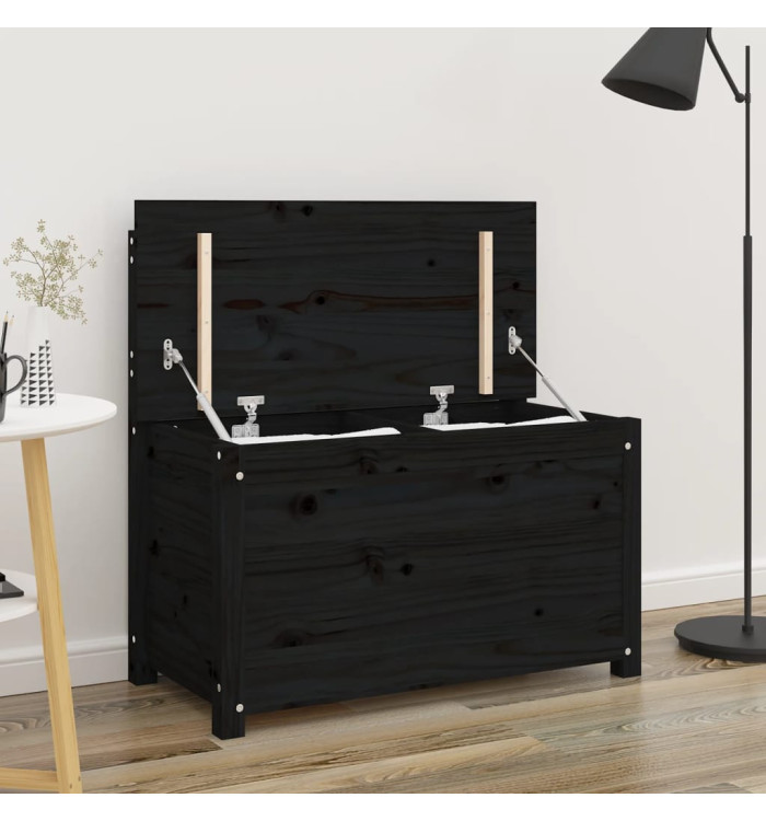 Banc Noir 80x41x77 cm Bois de pin massif | Mobilier & Déco
