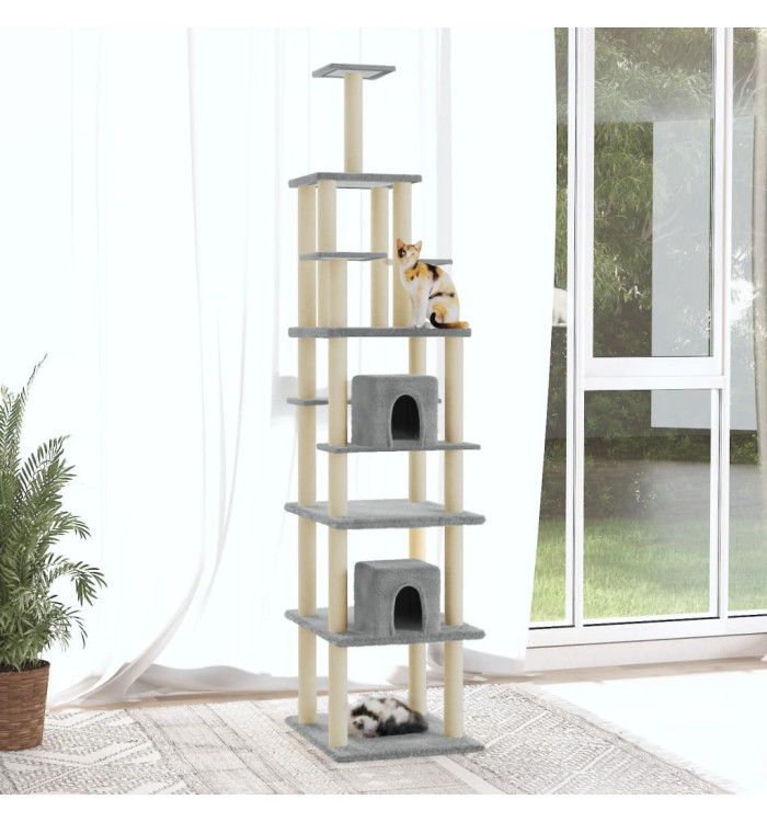 Arbre à chat avec griffoirs en sisal Gris clair 216 cm | Mobilier & Déco